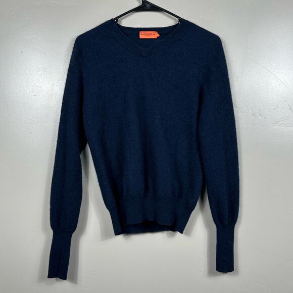Ballantyne Sweaters - Ballantyne Women’s 100% Cashmeree V-Neck Jumper Sweater Navy Blue Size Small